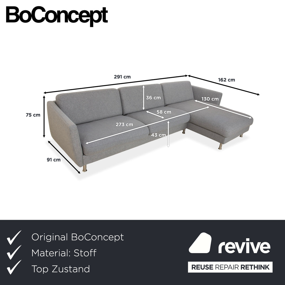 Canapé d'angle en tissu gris BoConcept
