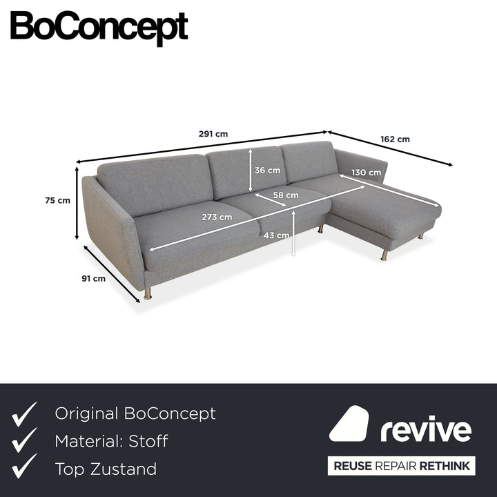 Canapé d'angle en tissu gris BoConcept