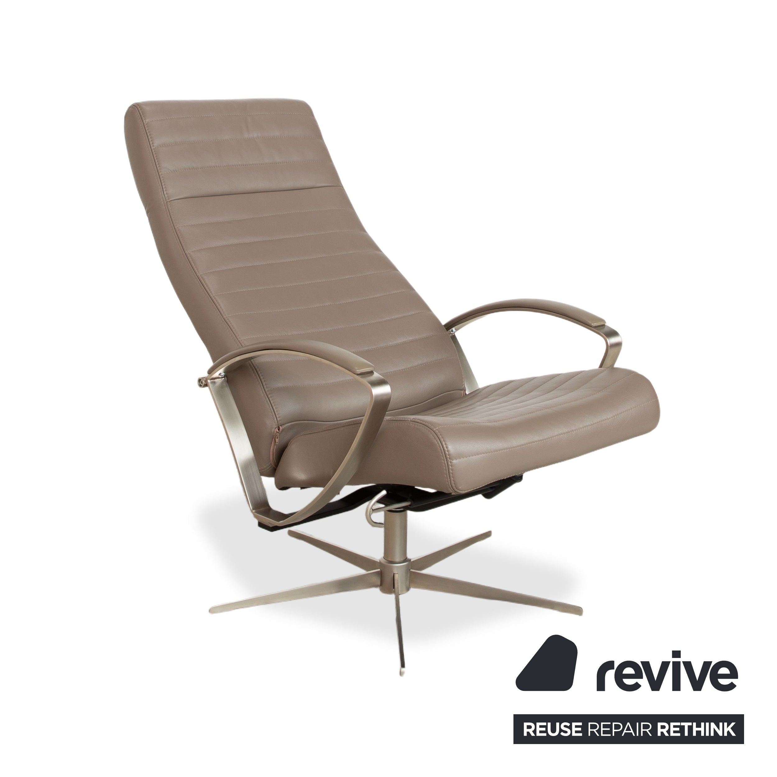 BoConcept Wing Sessel Leder Olivgrün Beige Grau Taupe manuelle Funktion