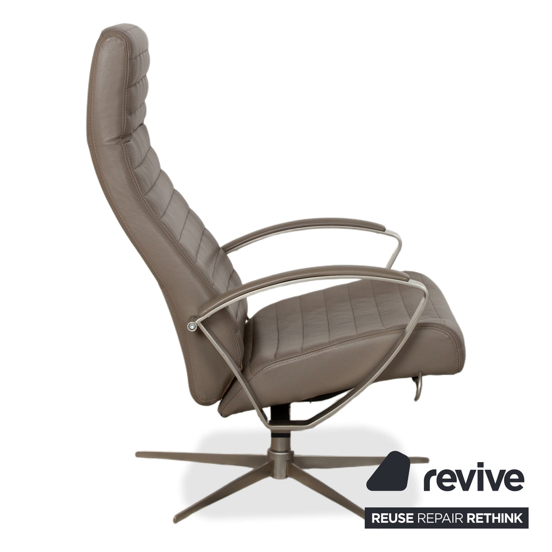 BoConcept Wing Sessel Leder Olivgrün Beige Grau Taupe manuelle Funktion