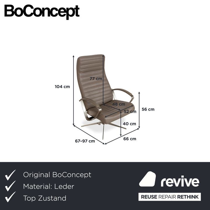 BoConcept Wing Sessel Leder Olivgrün Beige Grau Taupe manuelle Funktion
