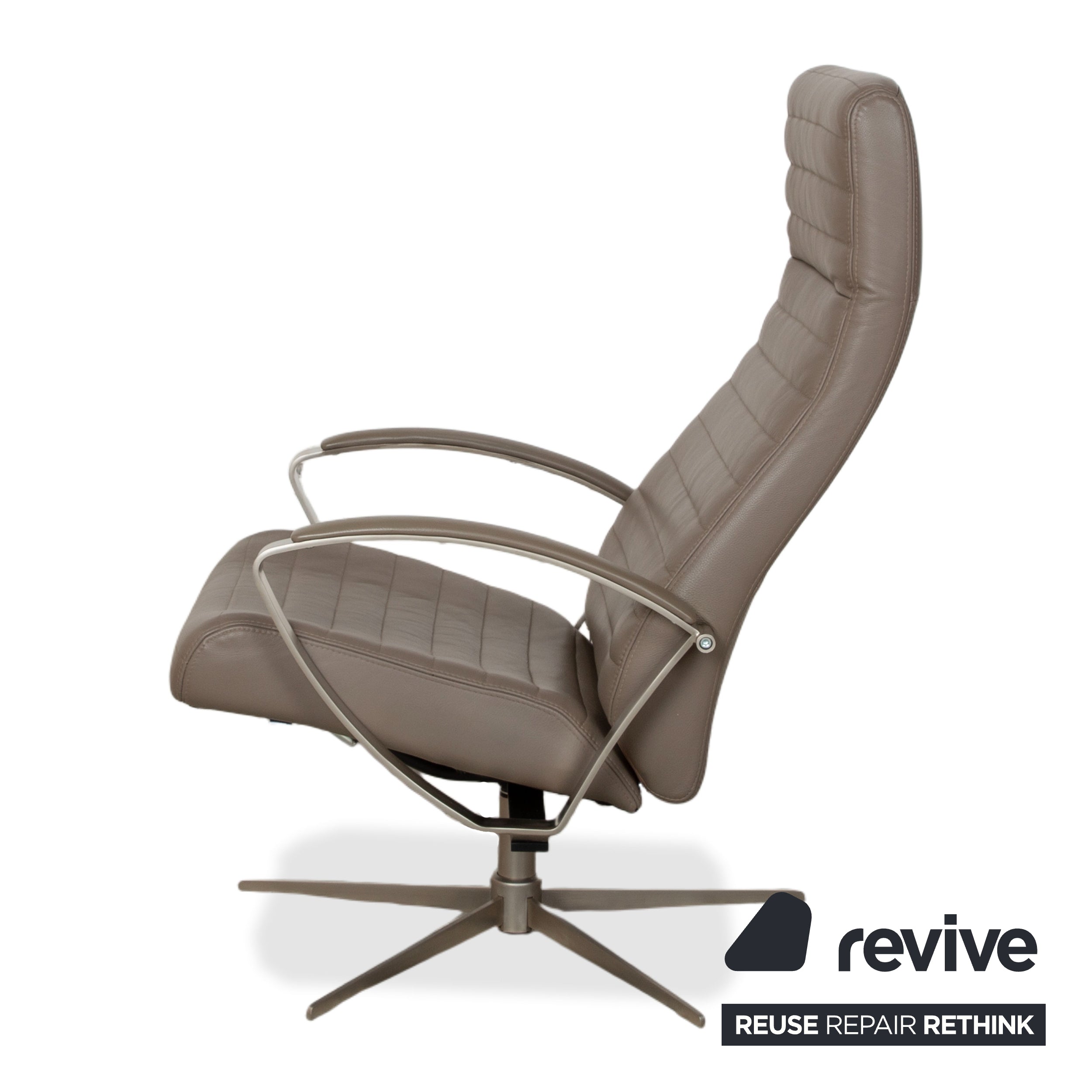 BoConcept Wing Sessel Leder Olivgrün Beige Grau Taupe manuelle Funktion