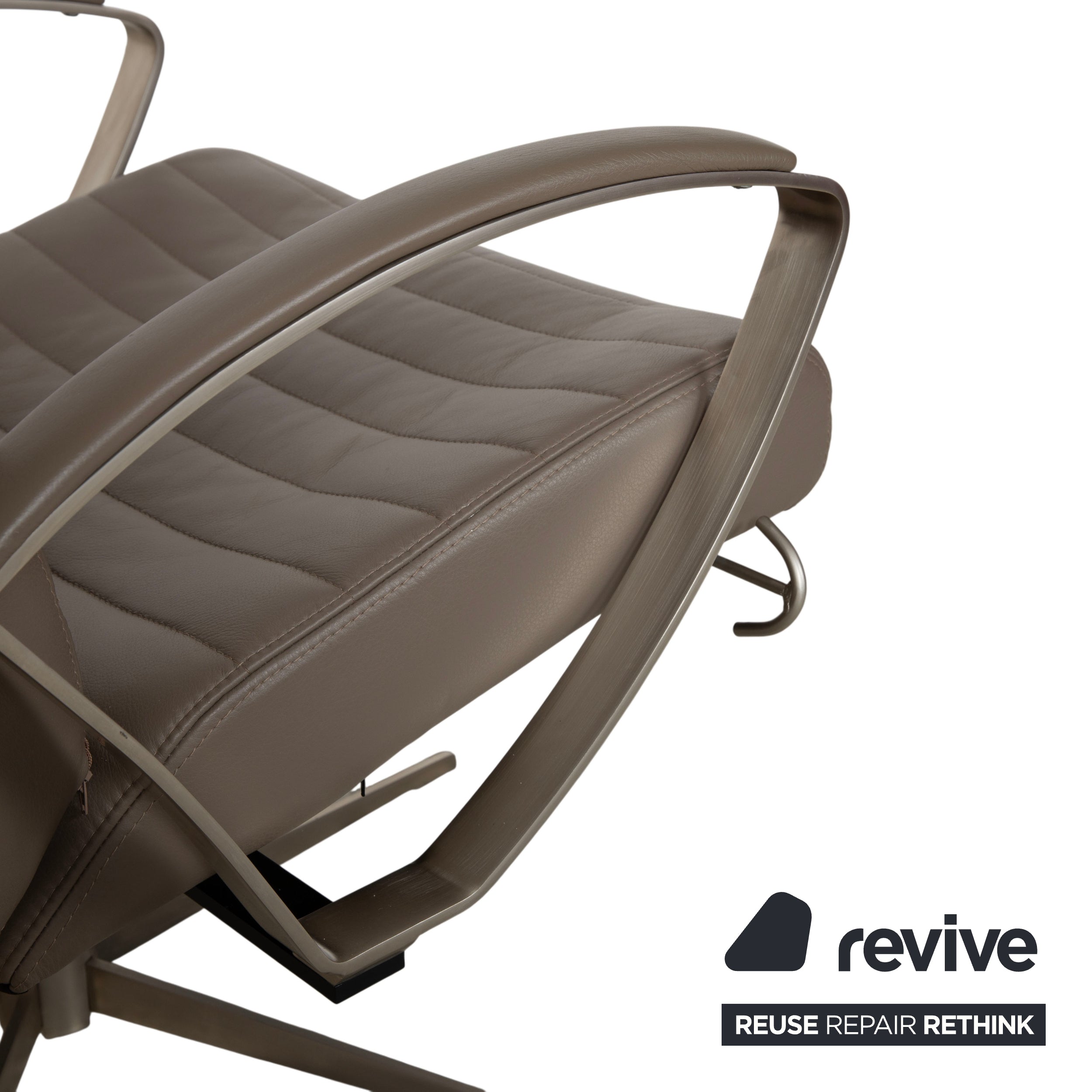 BoConcept Wing Sessel Leder Olivgrün Beige Grau Taupe manuelle Funktion