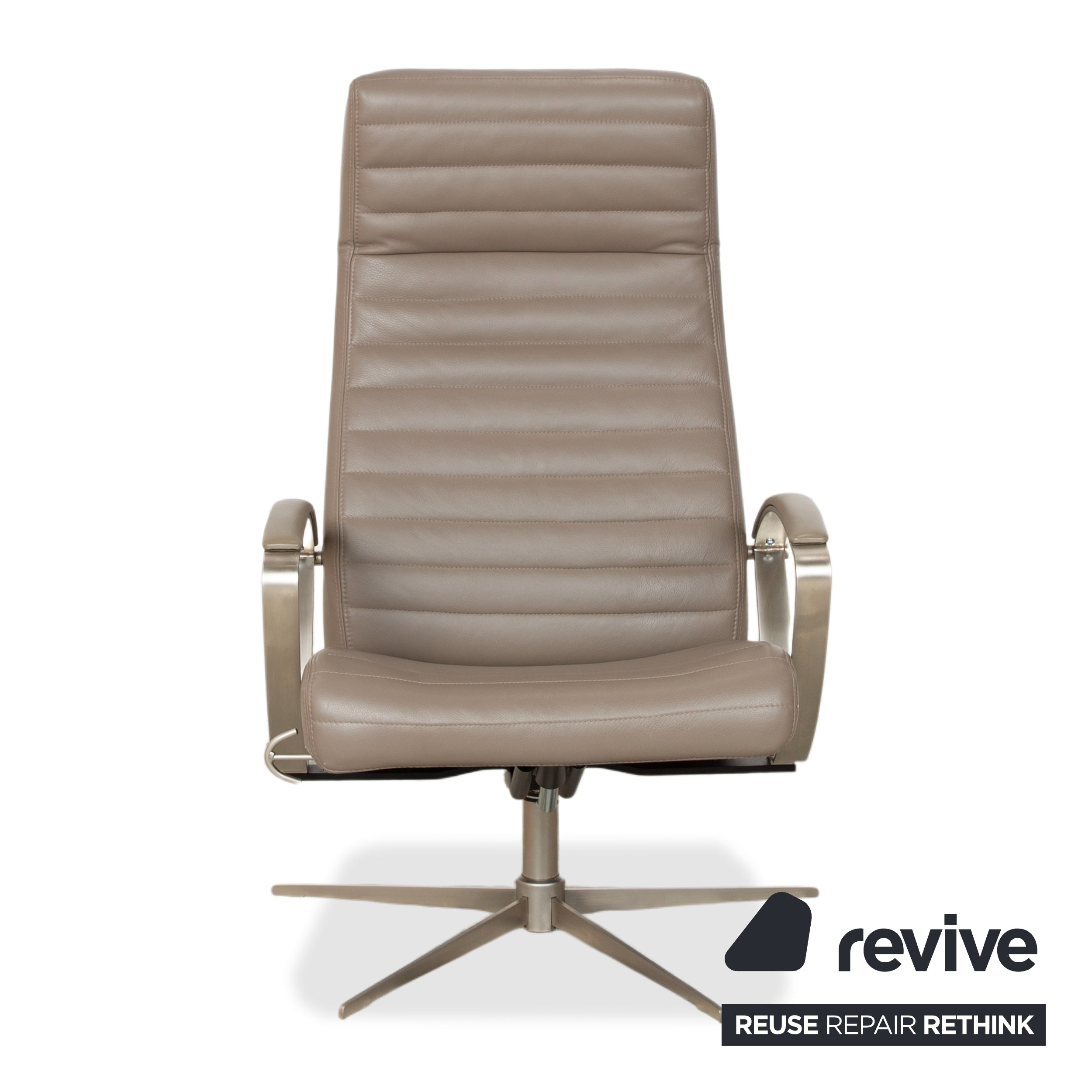 BoConcept Wing Sessel Leder Olivgrün Beige Grau Taupe manuelle Funktion