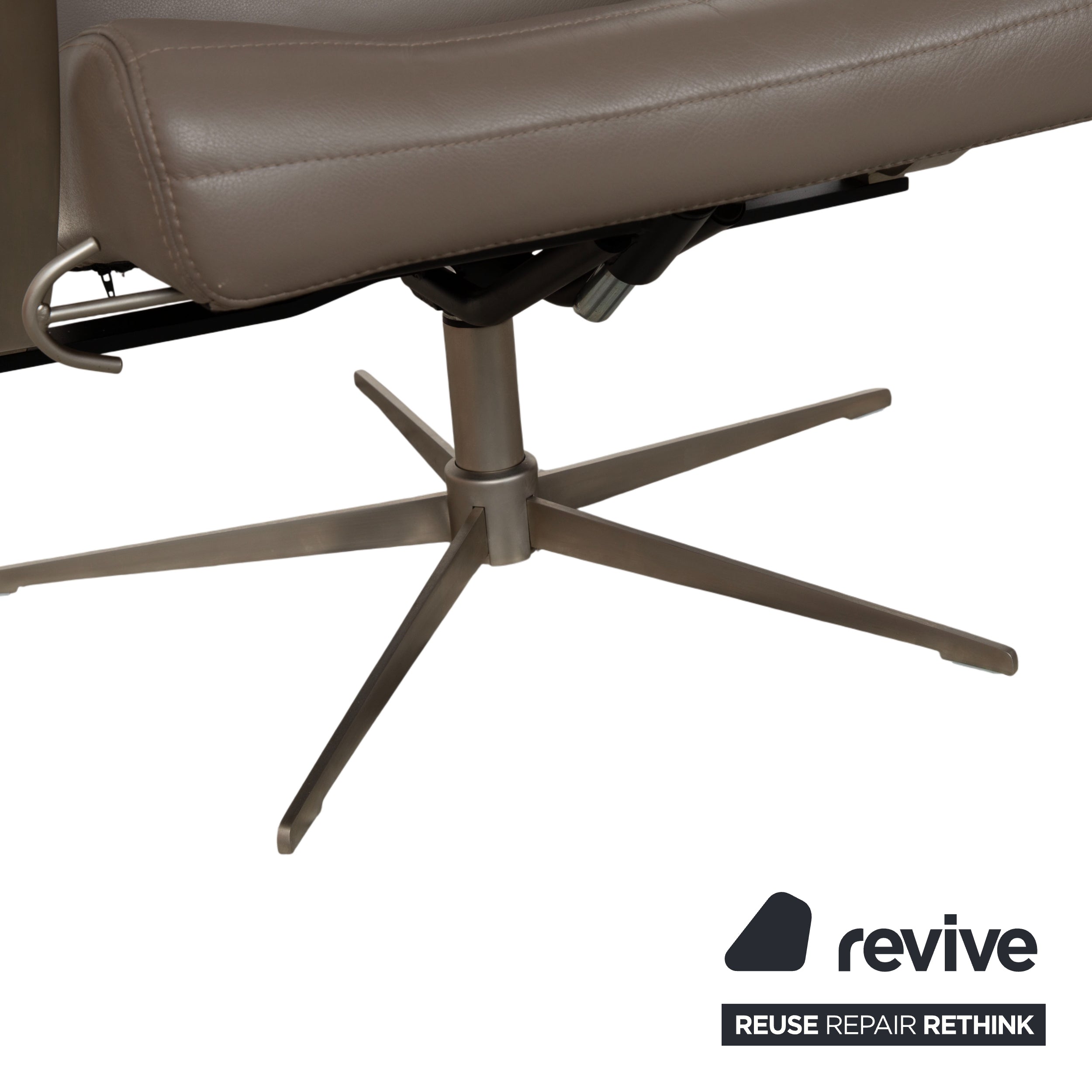 BoConcept Wing Sessel Leder Olivgrün Beige Grau Taupe manuelle Funktion