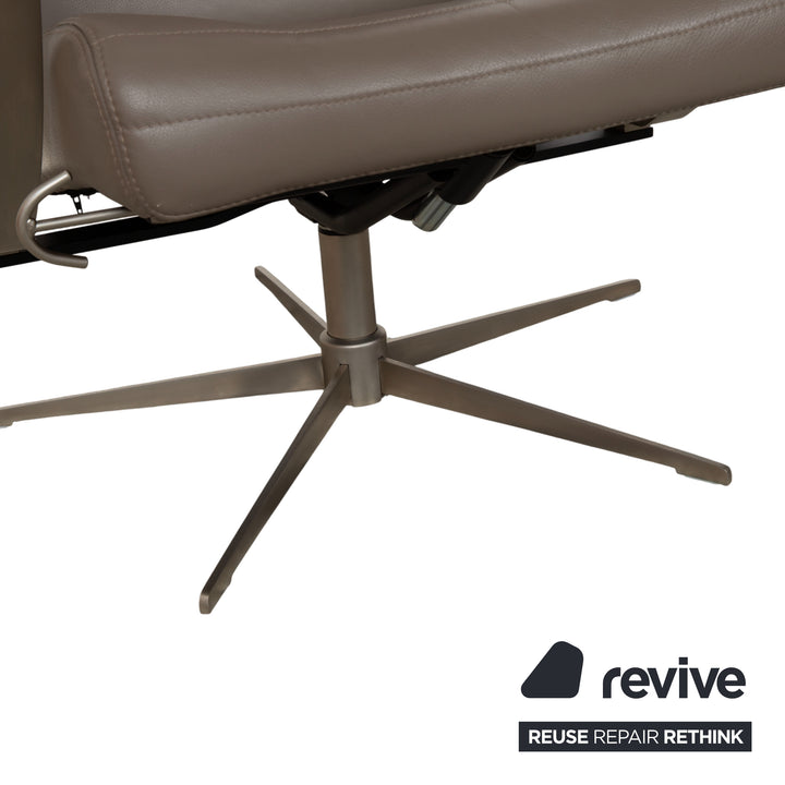 BoConcept Wing Sessel Leder Olivgrün Beige Grau Taupe manuelle Funktion