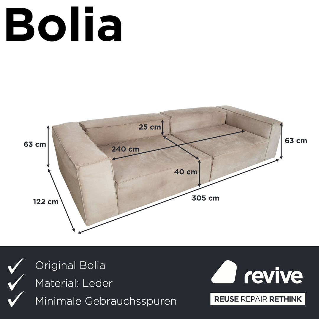 Canapé quatre places en cuir gris sable Bolia Cosima