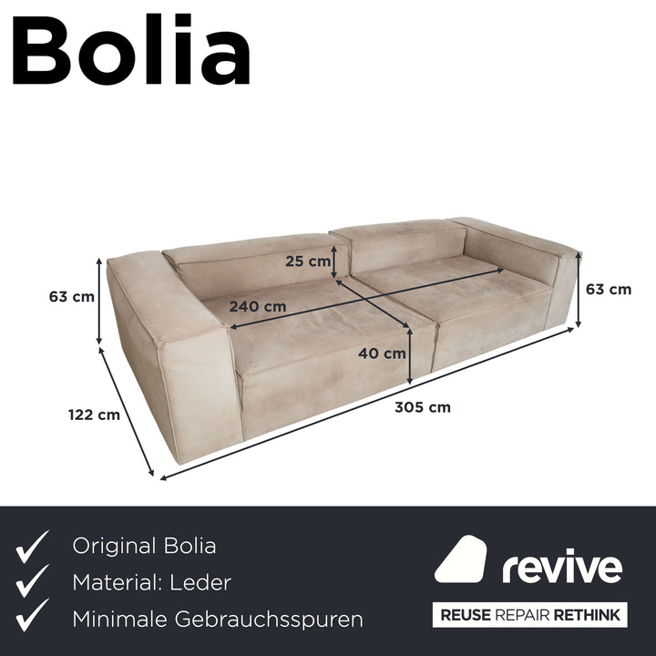 Canapé quatre places en cuir gris sable Bolia Cosima