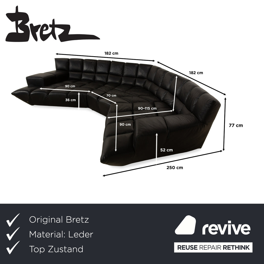 Bretz Cloud 7 Leather Corner Sofa Black Sofa Couch