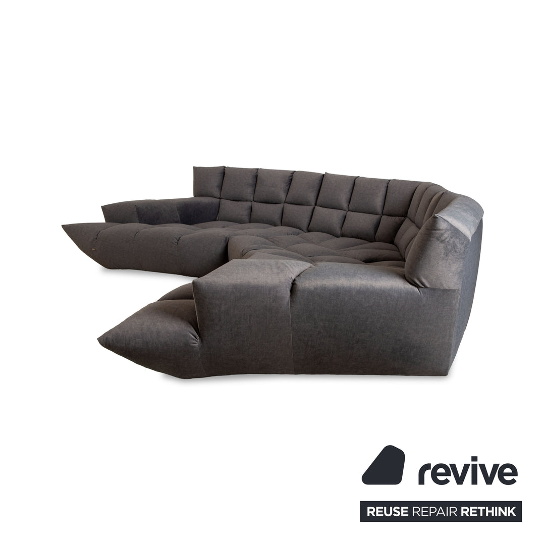 Bretz Cloud 7 fabric corner sofa grey metallic reupholstery sofa couch