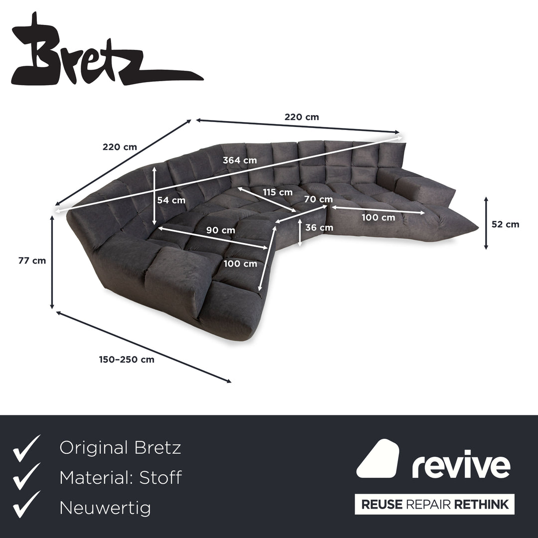 Bretz Cloud 7 fabric corner sofa grey metallic reupholstery sofa couch