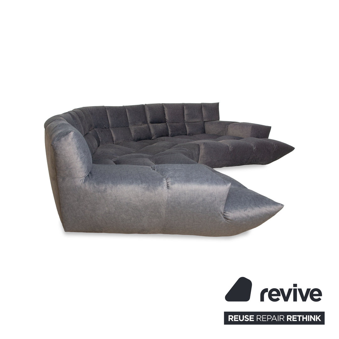 Bretz Cloud 7 fabric corner sofa grey metallic reupholstery sofa couch