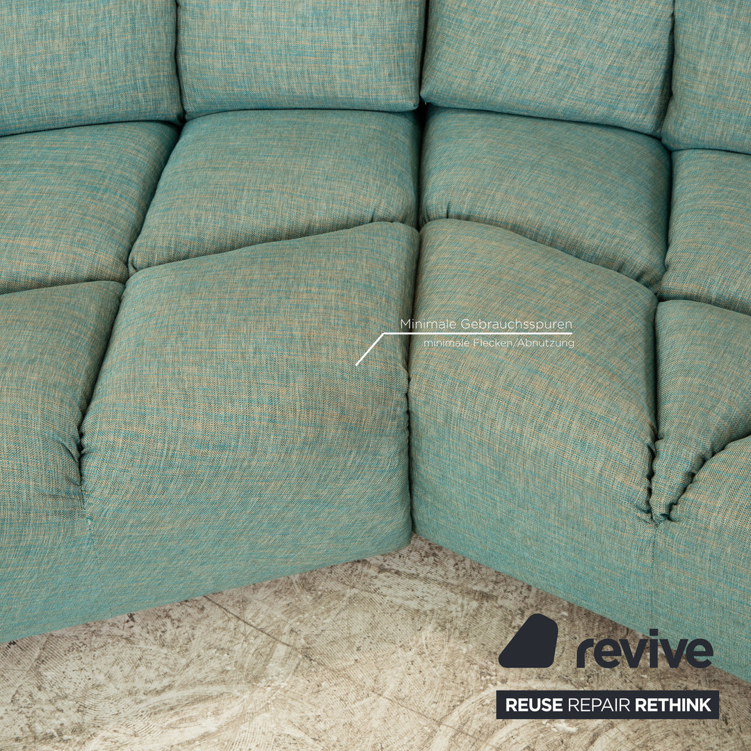 Canapé d'angle Bretz Cloud 7 en tissu bleu clair turquoise