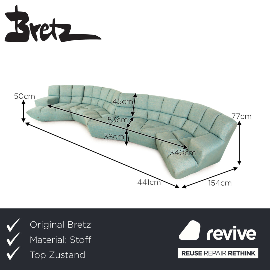 Canapé d'angle Bretz Cloud 7 en tissu bleu clair turquoise