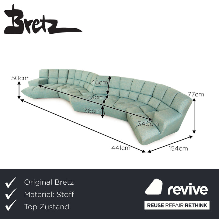 Canapé d'angle Bretz Cloud 7 en tissu bleu clair turquoise