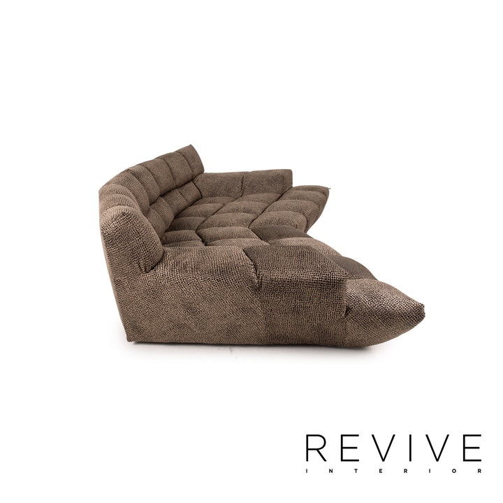 Bretz Cloud 7 Fabric Sofa Brown Couch Four-Seater Reupholstered