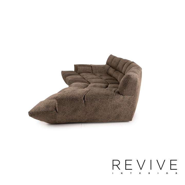 Bretz Cloud 7 Fabric Sofa Brown Couch Four-Seater Reupholstered
