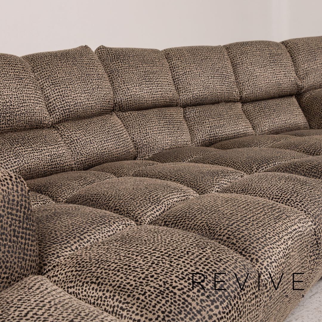 Bretz Cloud 7 Fabric Sofa Brown Couch Four-Seater Reupholstered