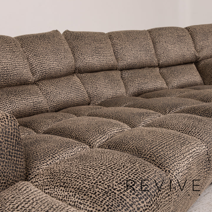 Bretz Cloud 7 Fabric Sofa Brown Couch Four-Seater Reupholstered