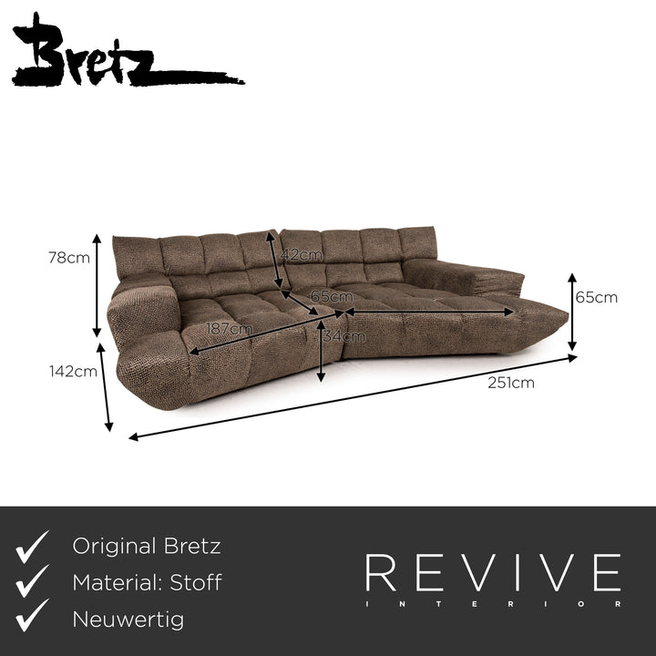 Bretz Cloud 7 Fabric Sofa Brown Couch Four-Seater Reupholstered