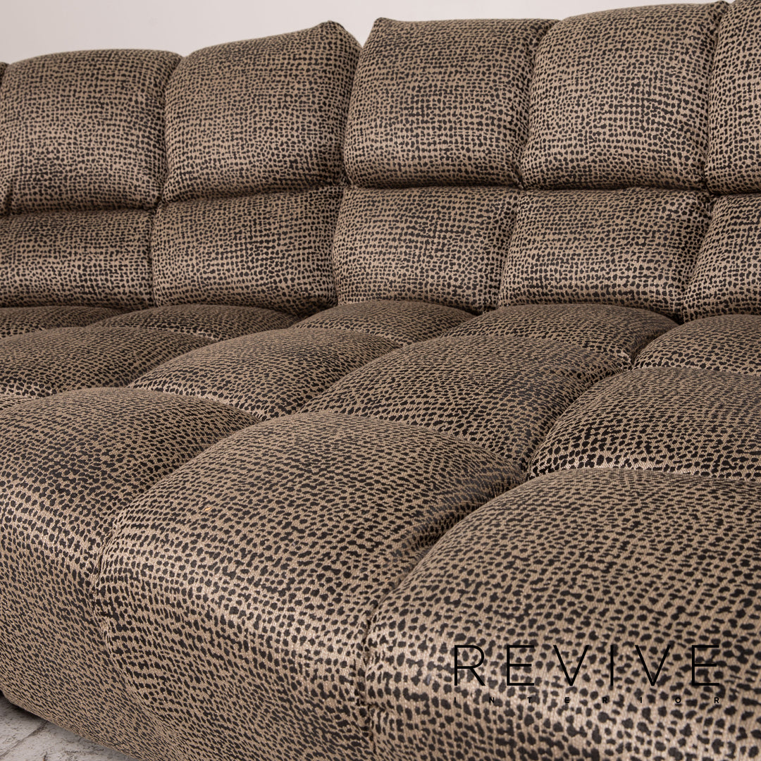 Bretz Cloud 7 Fabric Sofa Brown Couch Four-Seater Reupholstered