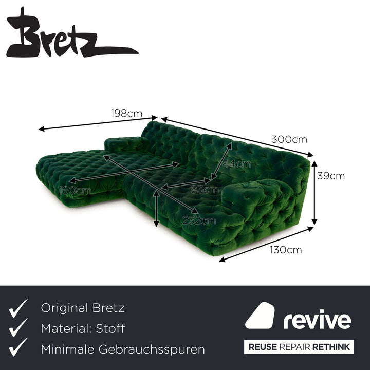 Bretz Cocoa Island Stoff Ecksofa Grün Recamiere Links Sofa Couch