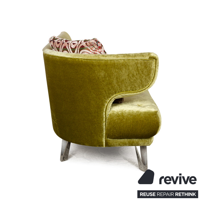Bretz Croissant Fabric Three-Seater Green Velvet Sofa Couch