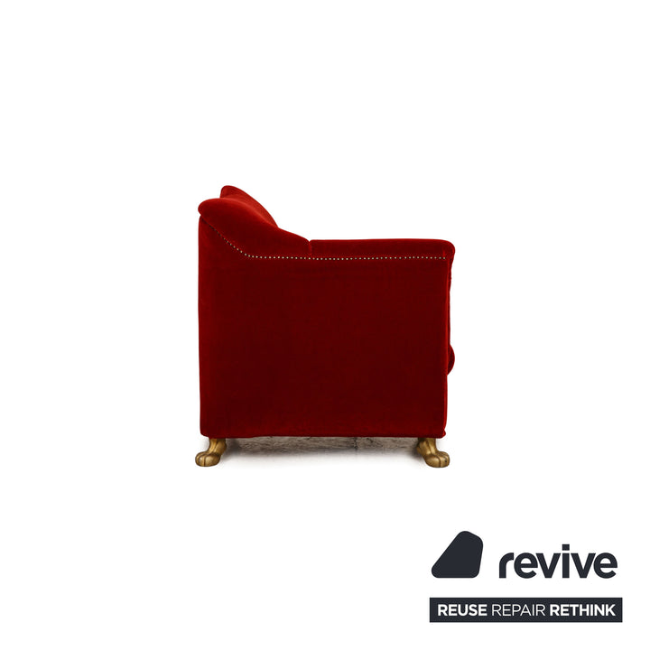 Bretz Gaudi Velvet Armchair Set Red Stool