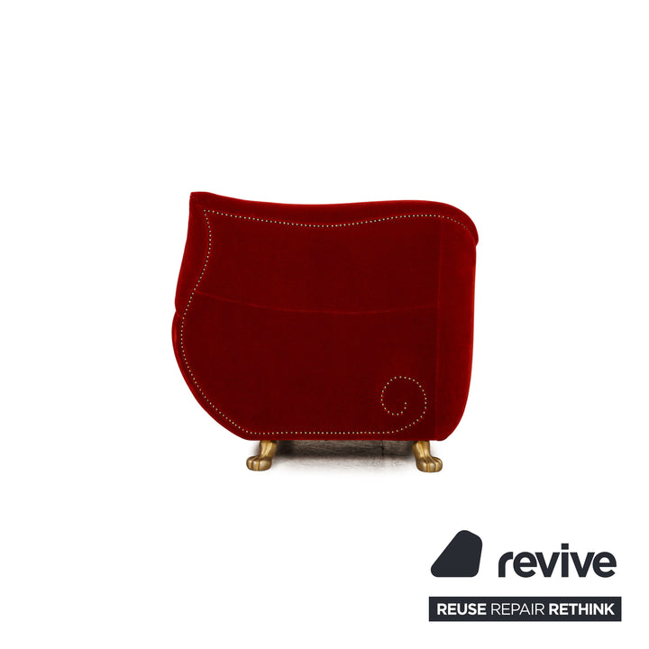 Bretz Gaudi Velvet Armchair Set Red Stool