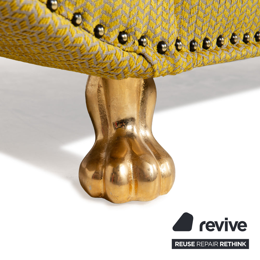 Bretz Gaudi Samt Stoff Sofa Gelb Grün Dreisitzer Couch Neubezug