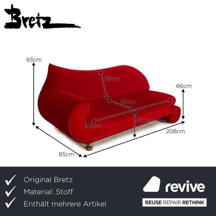 Bretz Gaudi Stoff Dreisitzer Rot Sofa Couch