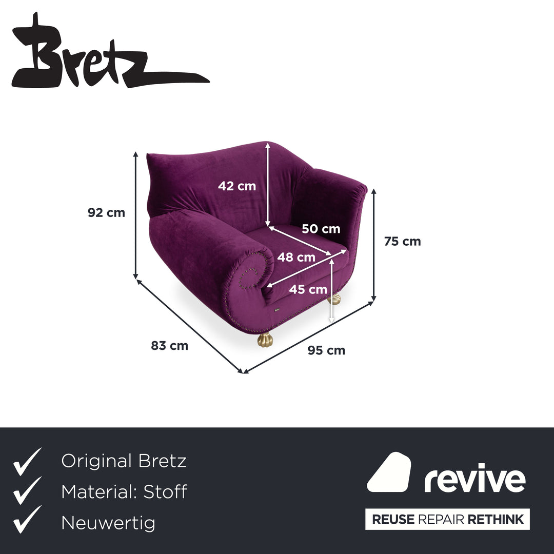 Bretz Gaudi Fabric Armchair Purple Violet