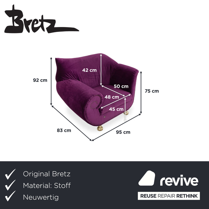 Bretz Gaudi Fabric Armchair Purple Violet