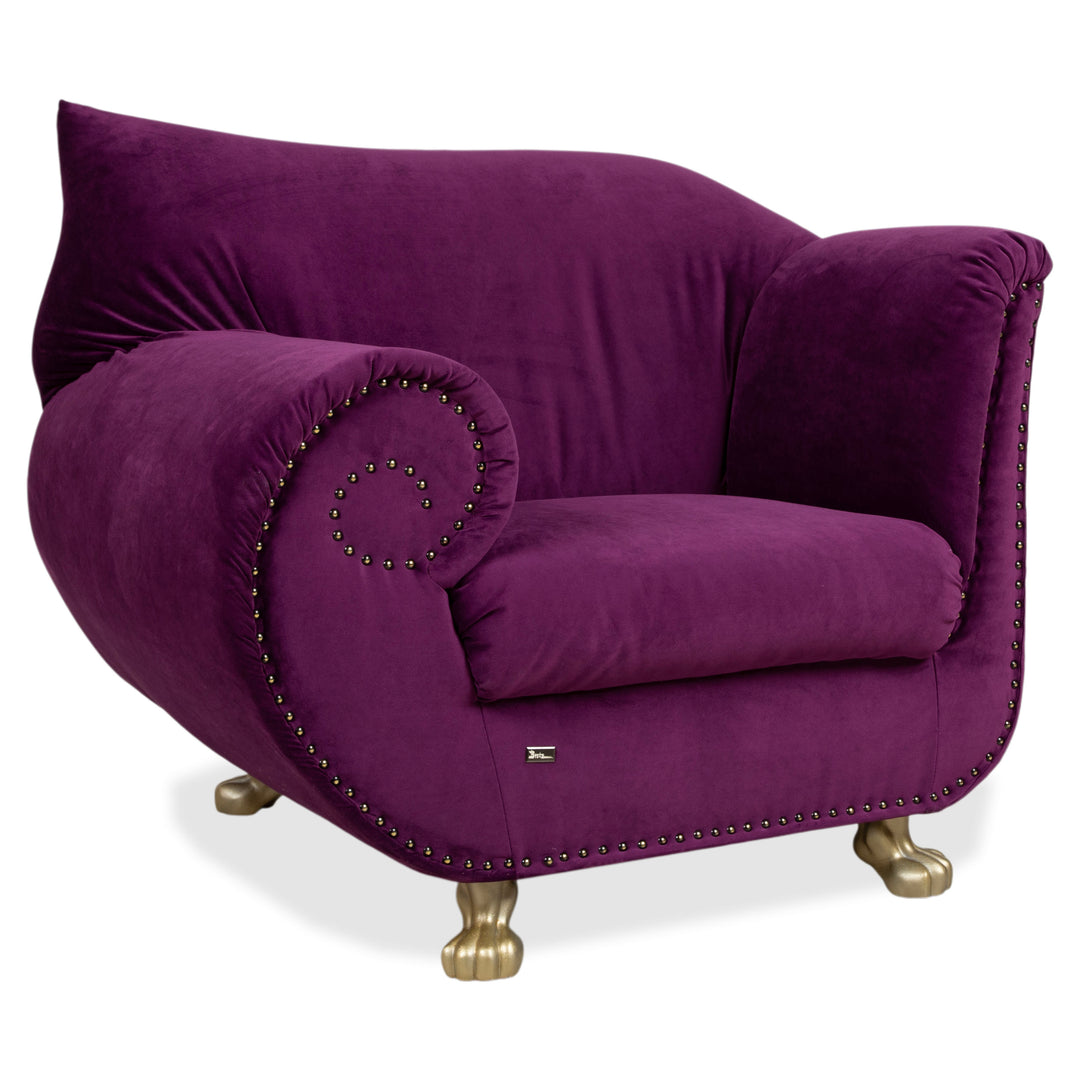 Bretz Gaudi Fabric Armchair Purple Violet