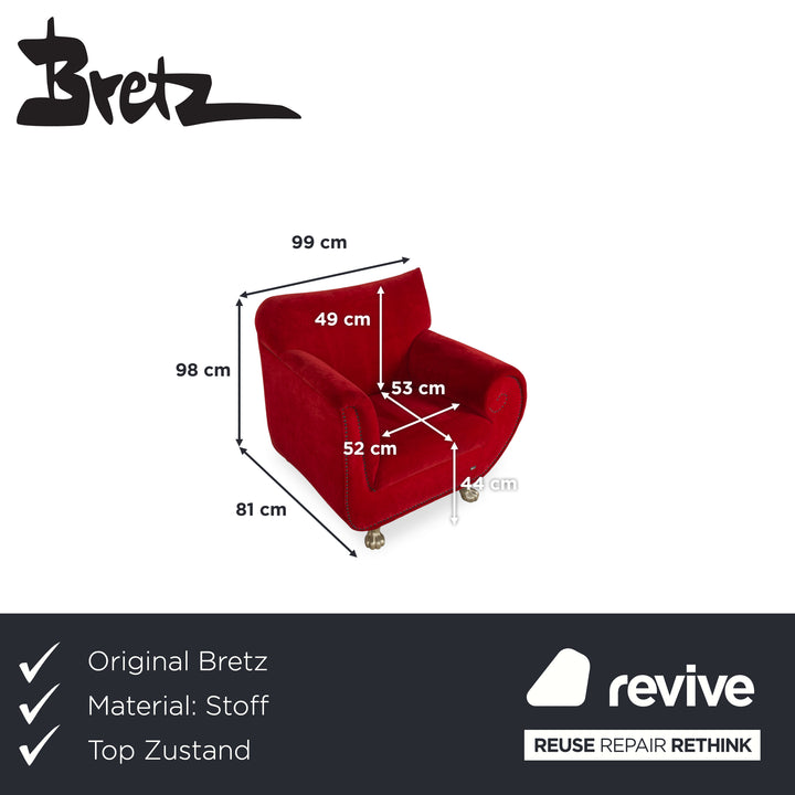 Bretz Gaudi Stoff Sessel Rot