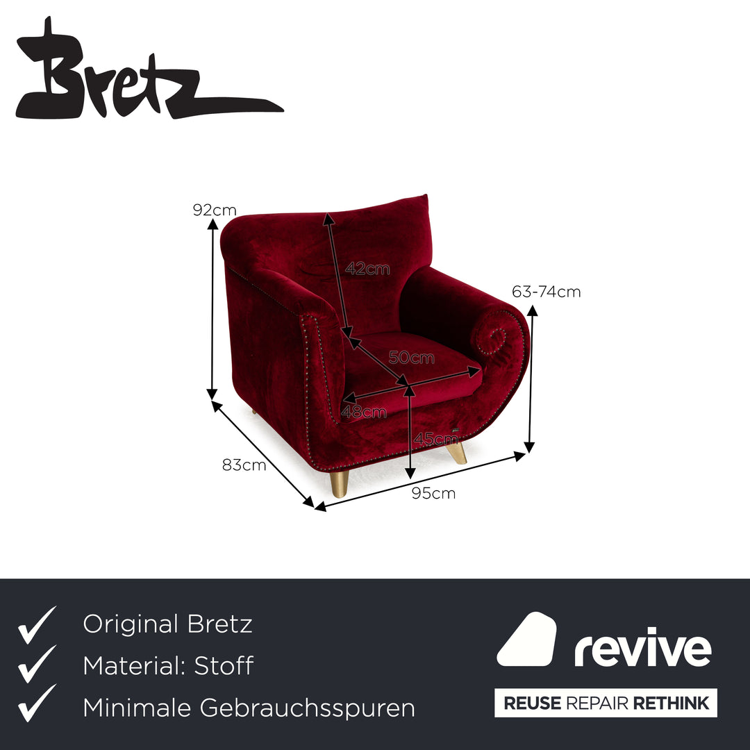 Bretz Gaudi Stoff Sessel Rot Weinrot