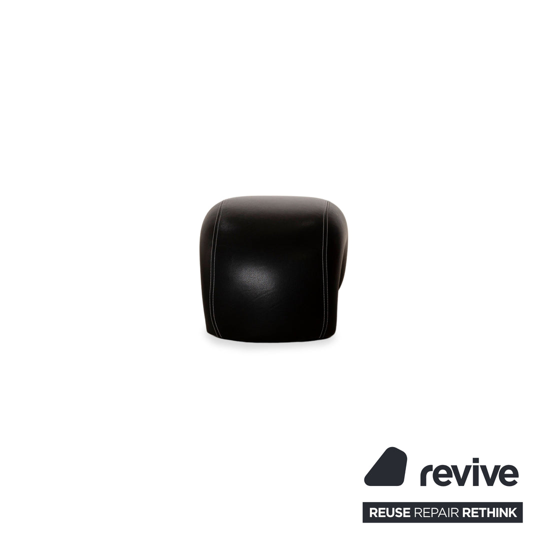 Tabouret Bretz Moon en cuir noir