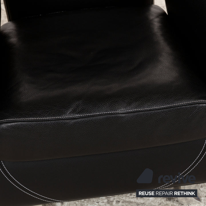 Bretz Moon Leder Sessel Schwarz