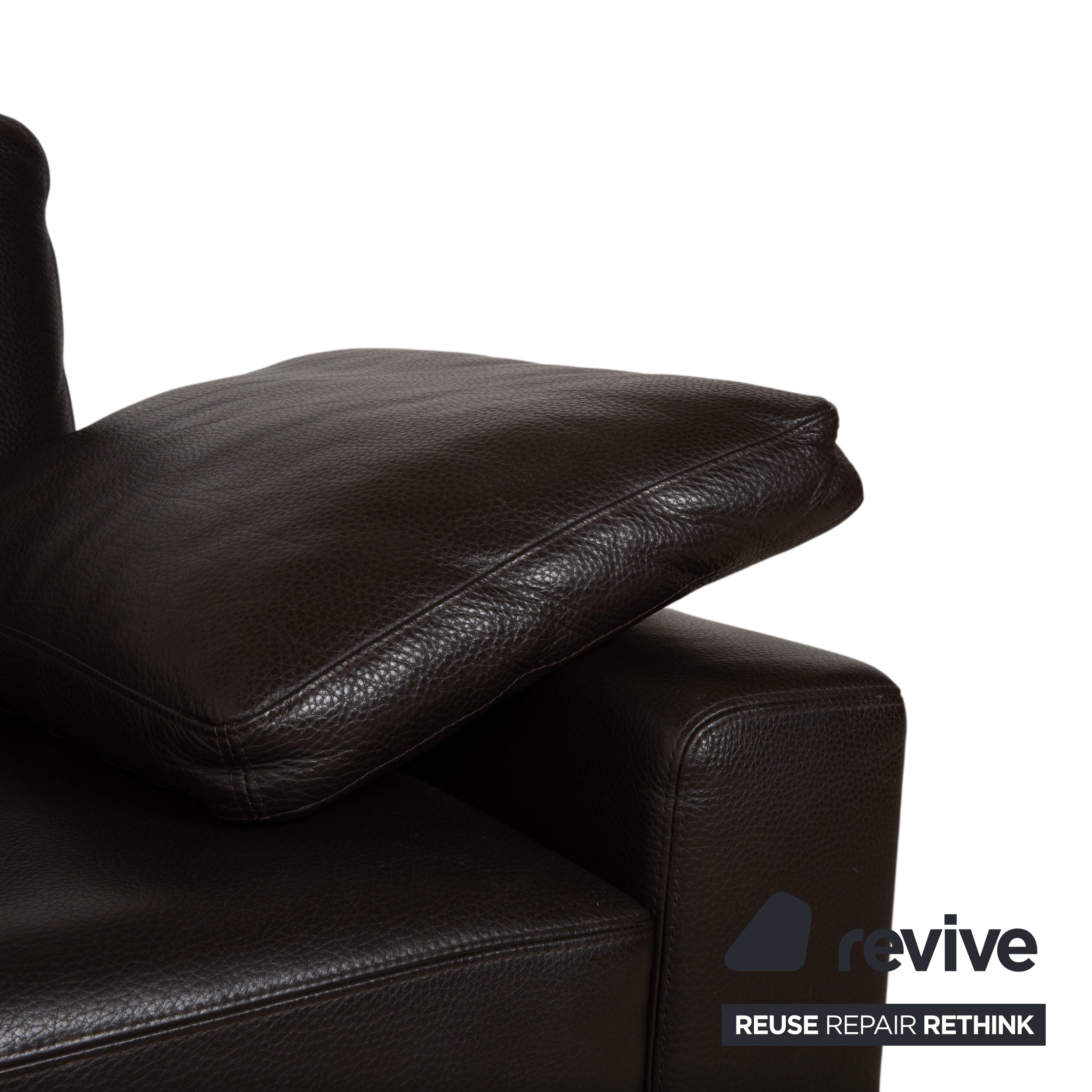 Brühl Alba Dreisitzer Leder Sofa Braun inkl. Kopfstütze und Chrom Füßen Couch Dickleder