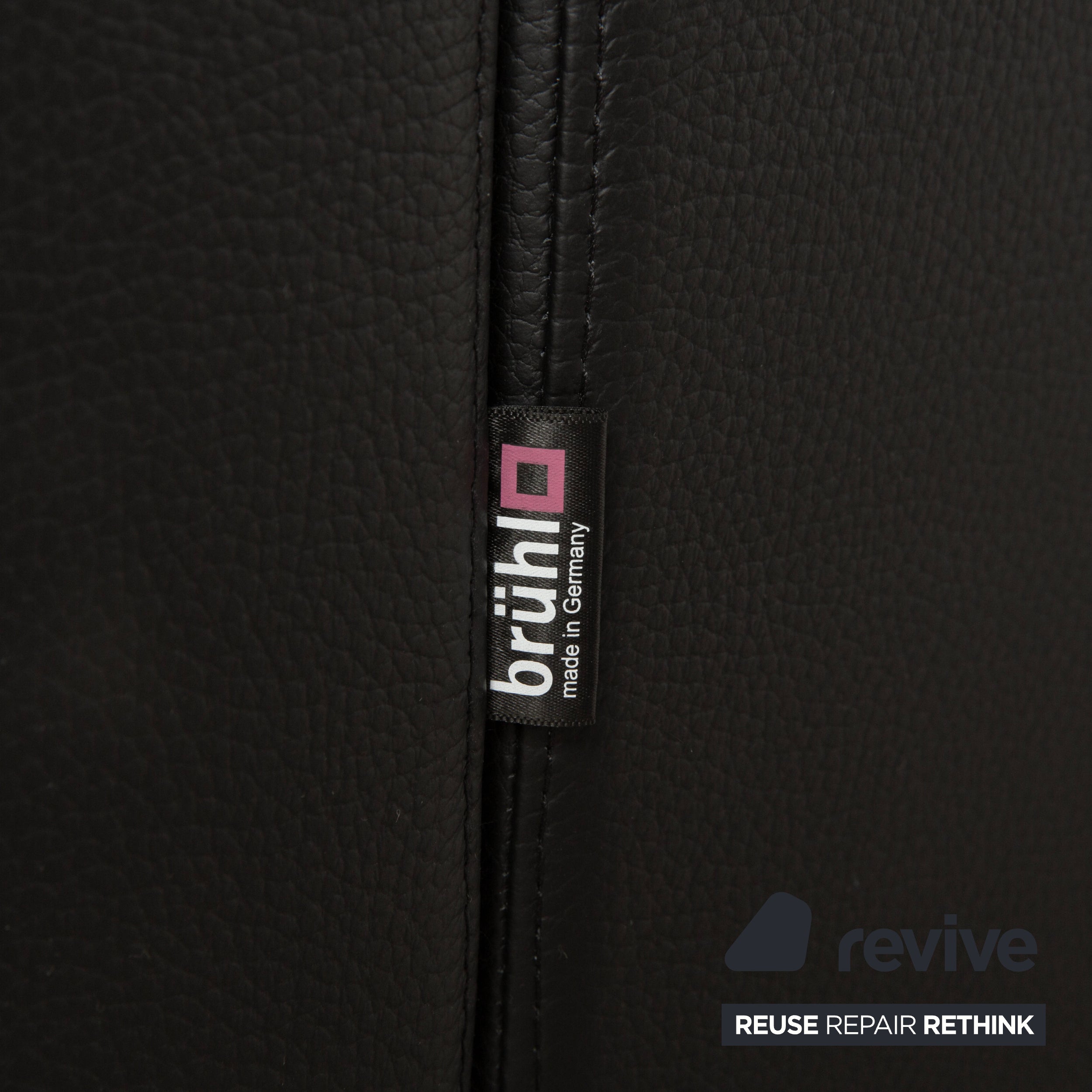 Brühl Alba Leder Dreisitzer Schwarz manuelle Funktion Sofa Couch