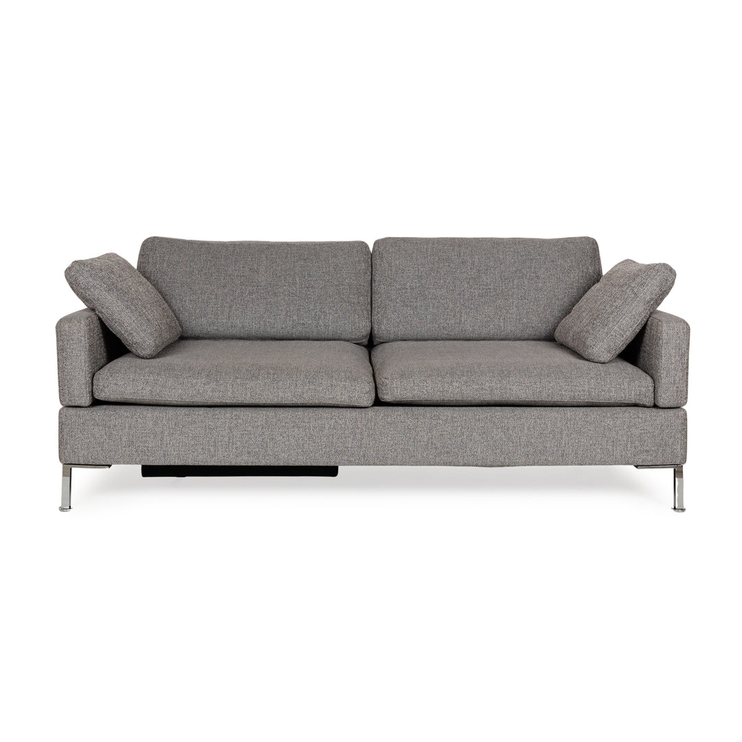 Canapé 3 places Brühl Alba en tissu gris à fonction manuelle