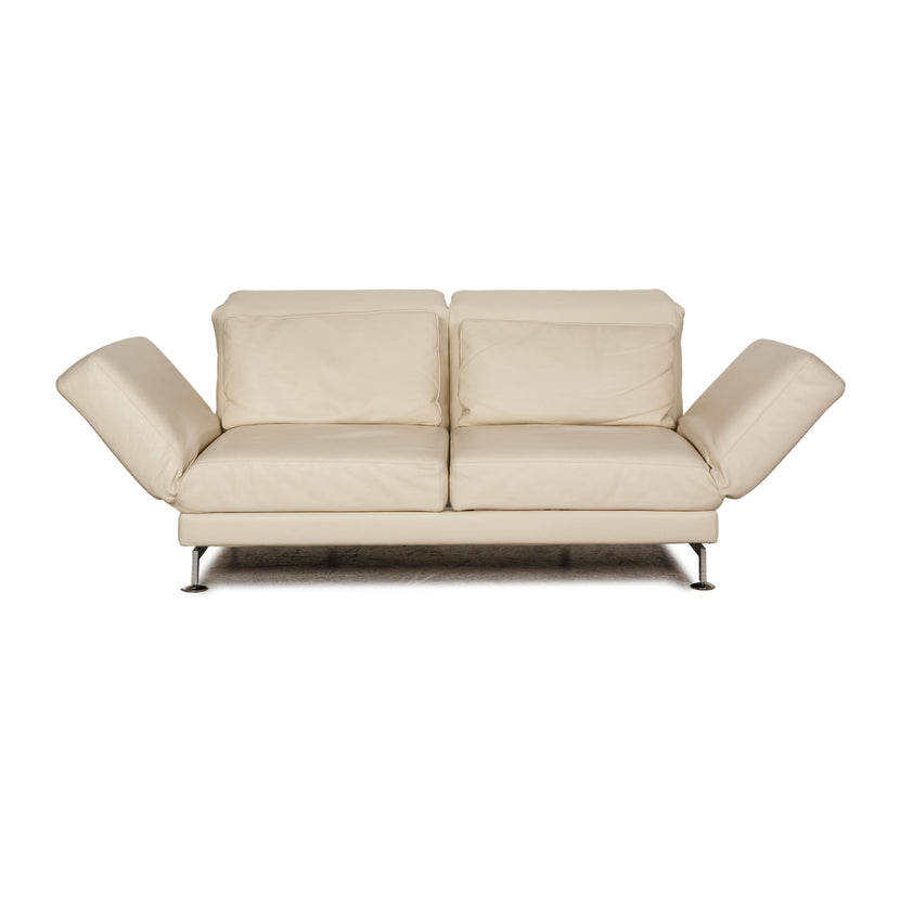 Brühl Moule (medium) Leder Sofa Creme Zweisitzer Relaxfunktion Funktion Couch