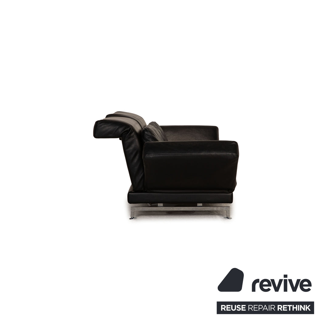 Brühl Moule (medium) Leder Sofa Schwarz Zweisitzer Couch Funktion Relaxfunktion
