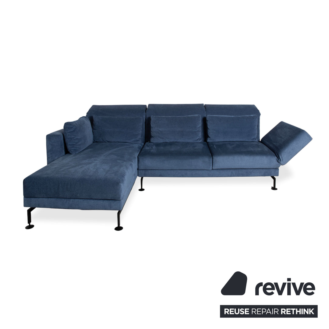 Canapé d'angle en tissu Brühl Moule, bleu, à réglage manuel