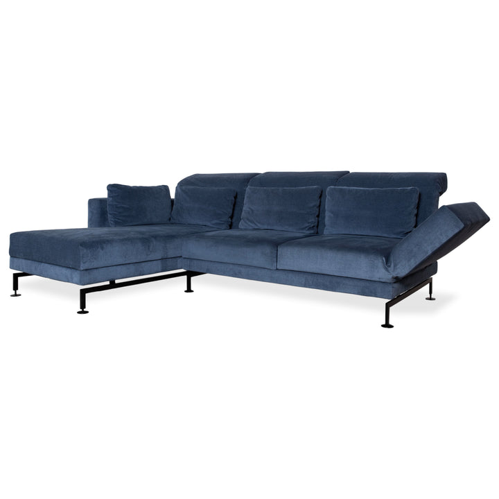 Canapé d'angle en tissu Brühl Moule, bleu, à réglage manuel