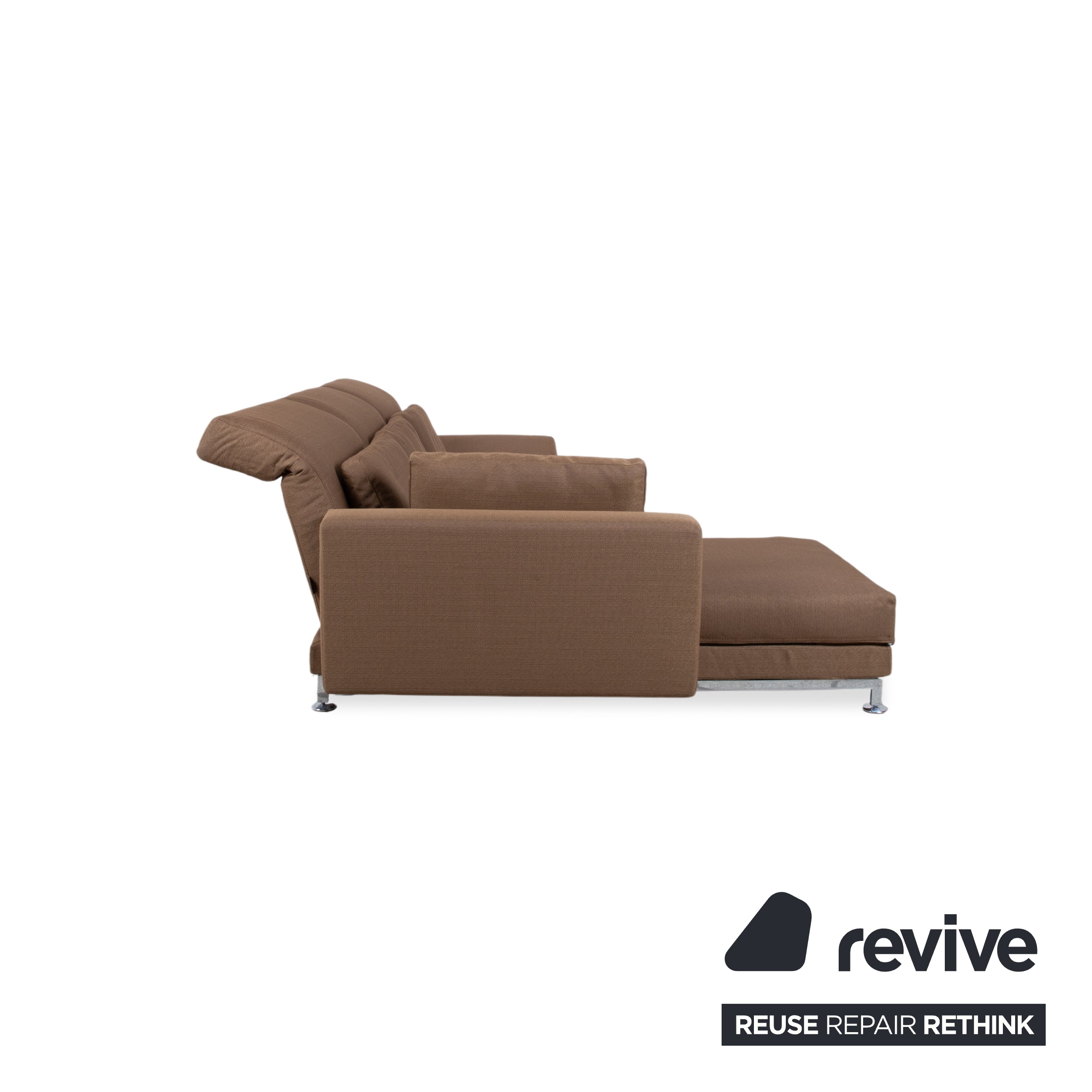 Brühl Moule Stoff Ecksofa Braun Couch manuelle Funktion Recamiere links Neubezug