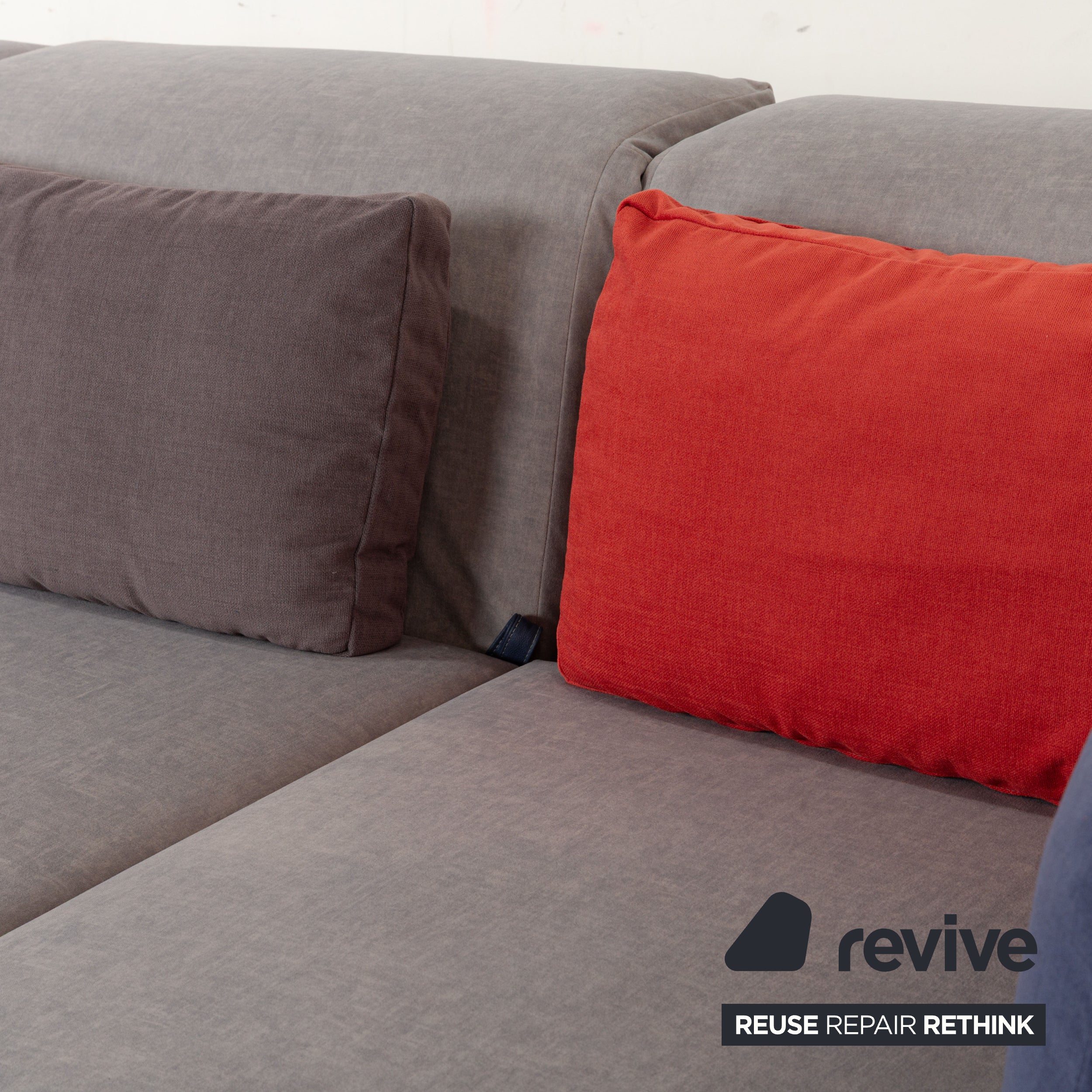 Brühl Moule Stoff Ecksofa Sofa Couch Grau Recamiere Rechts manuelle Funktion Liegefunktion Neubezug