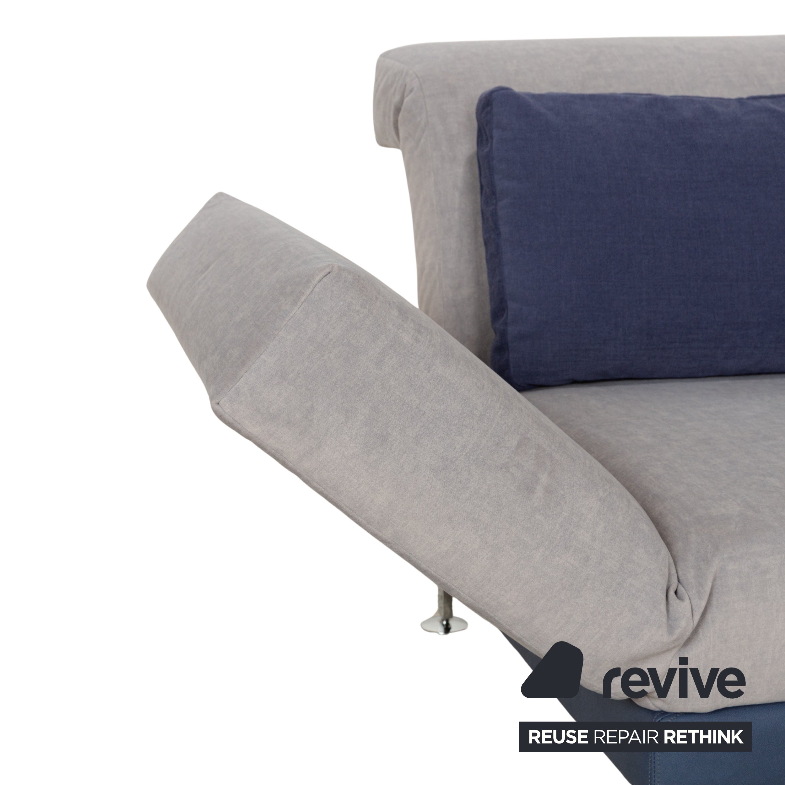 Brühl Moule Stoff Ecksofa Sofa Couch Grau Recamiere Rechts manuelle Funktion Liegefunktion Neubezug