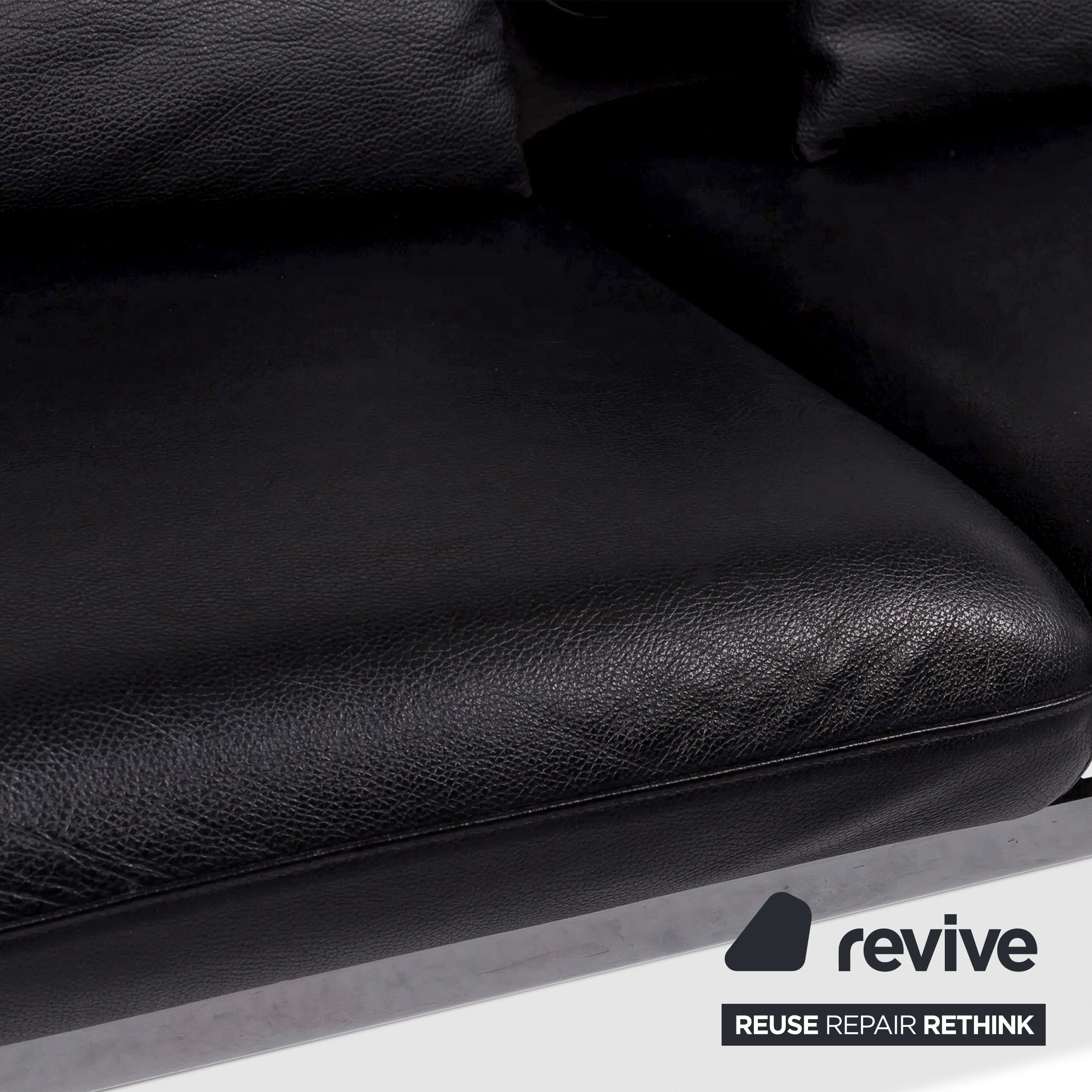 Brühl Roro Medium Leder Sofa Schwarz Zweisitzer Couch manuelle Funktion