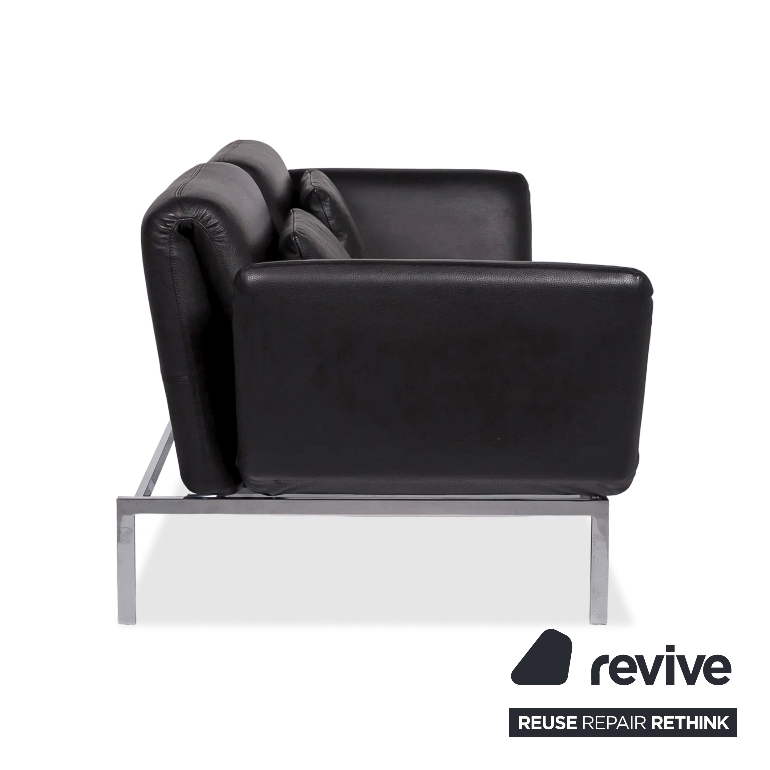 Brühl Roro Medium Leder Sofa Schwarz Zweisitzer Couch manuelle Funktion